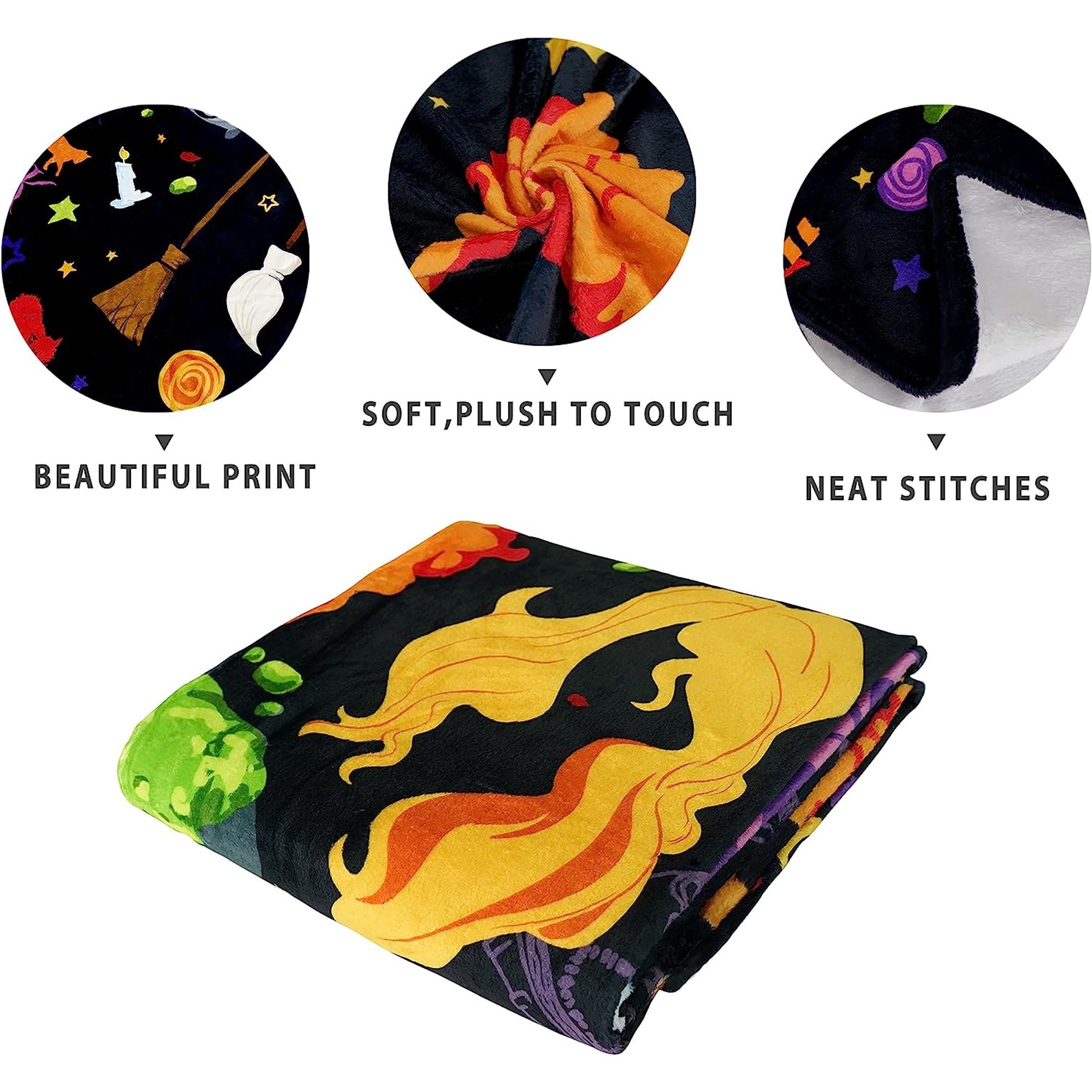 TT - Hocus Pocus Flannel Fleece Blanket, Classic Retro Bedroom Decor - Image 3