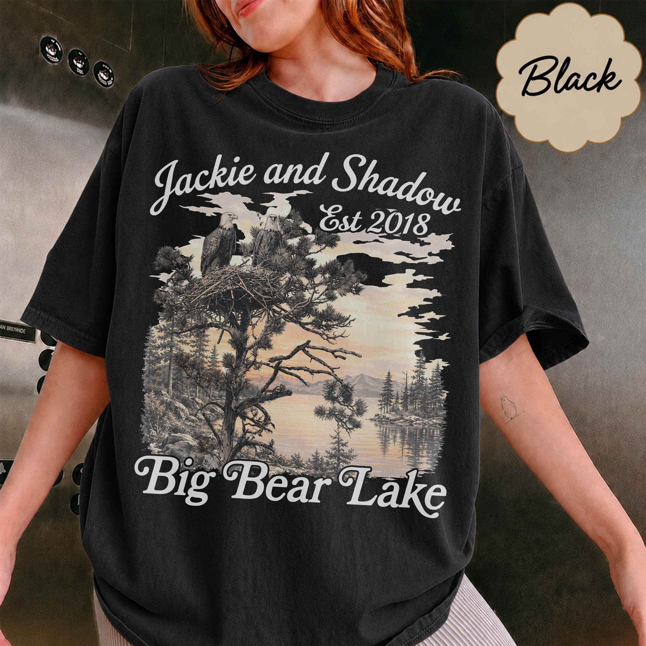 NA - Jackie and Shadow Bald Eagle est 2018 Big Bear Lake Shirt - Image 5