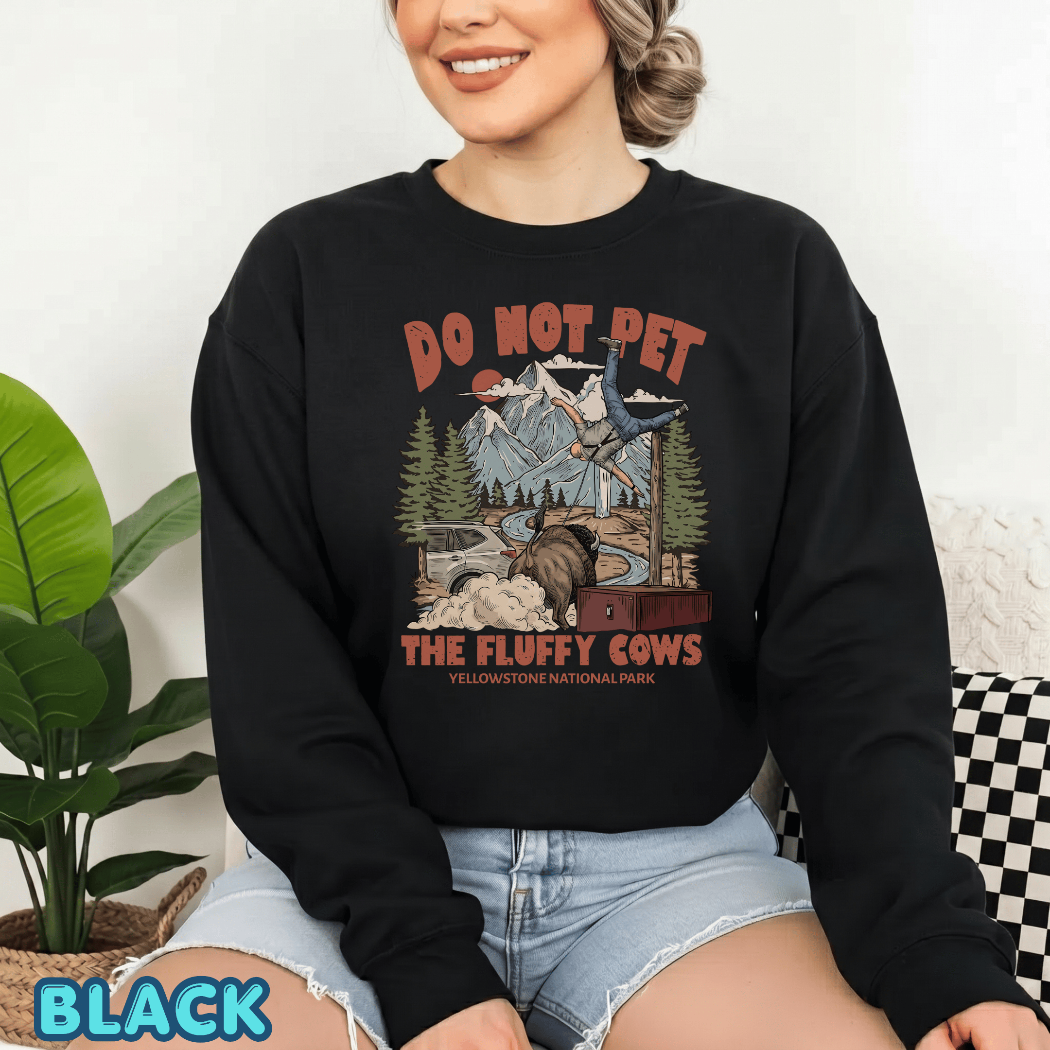 TL - Vintage Do Not Pet The Fluffy Cows Yellowstone National Park Shirts - Image 7