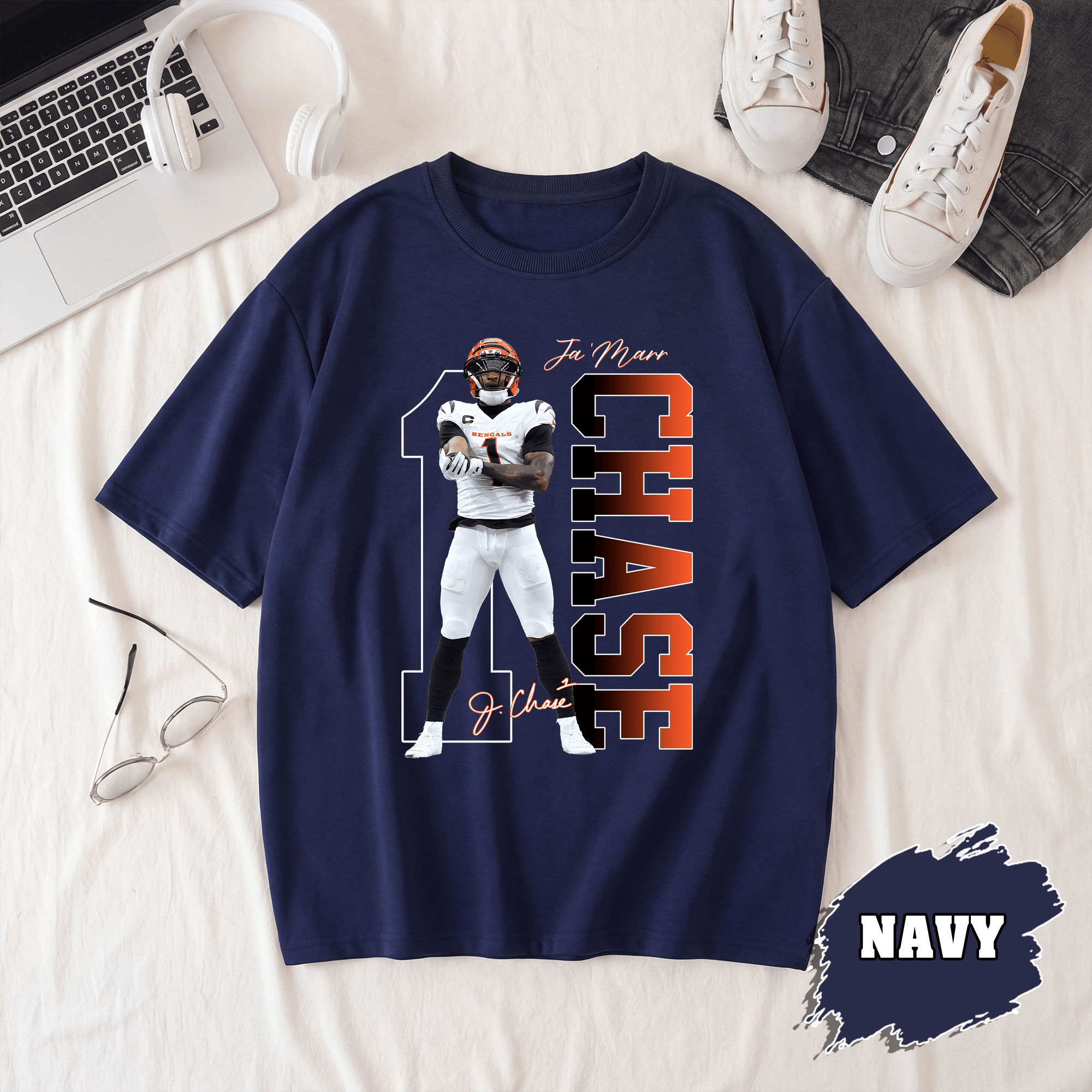 BN - Comfort Colors Ja'Marr Chase Player 1 T-Shirt, Cincinnati Football Tee - Image 5