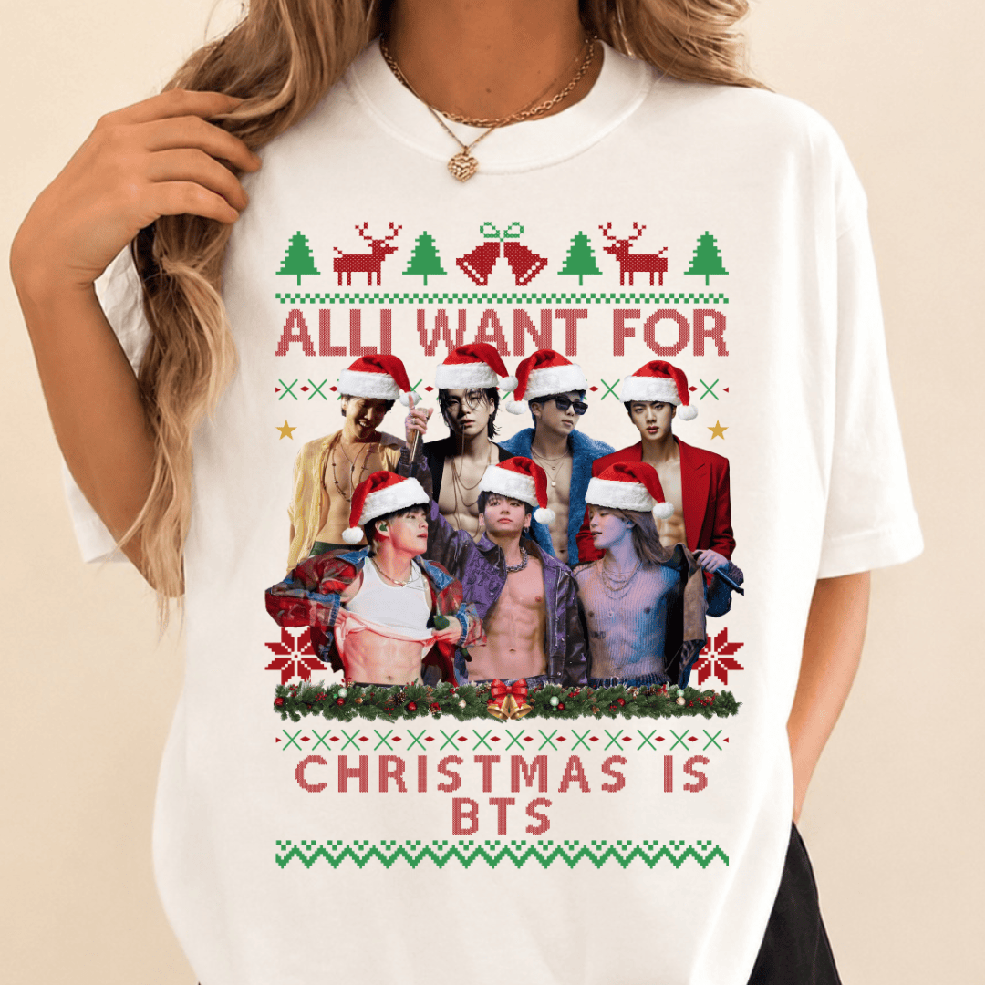 TT - All I Want For Christmas Is BTS Shirt - Image 3