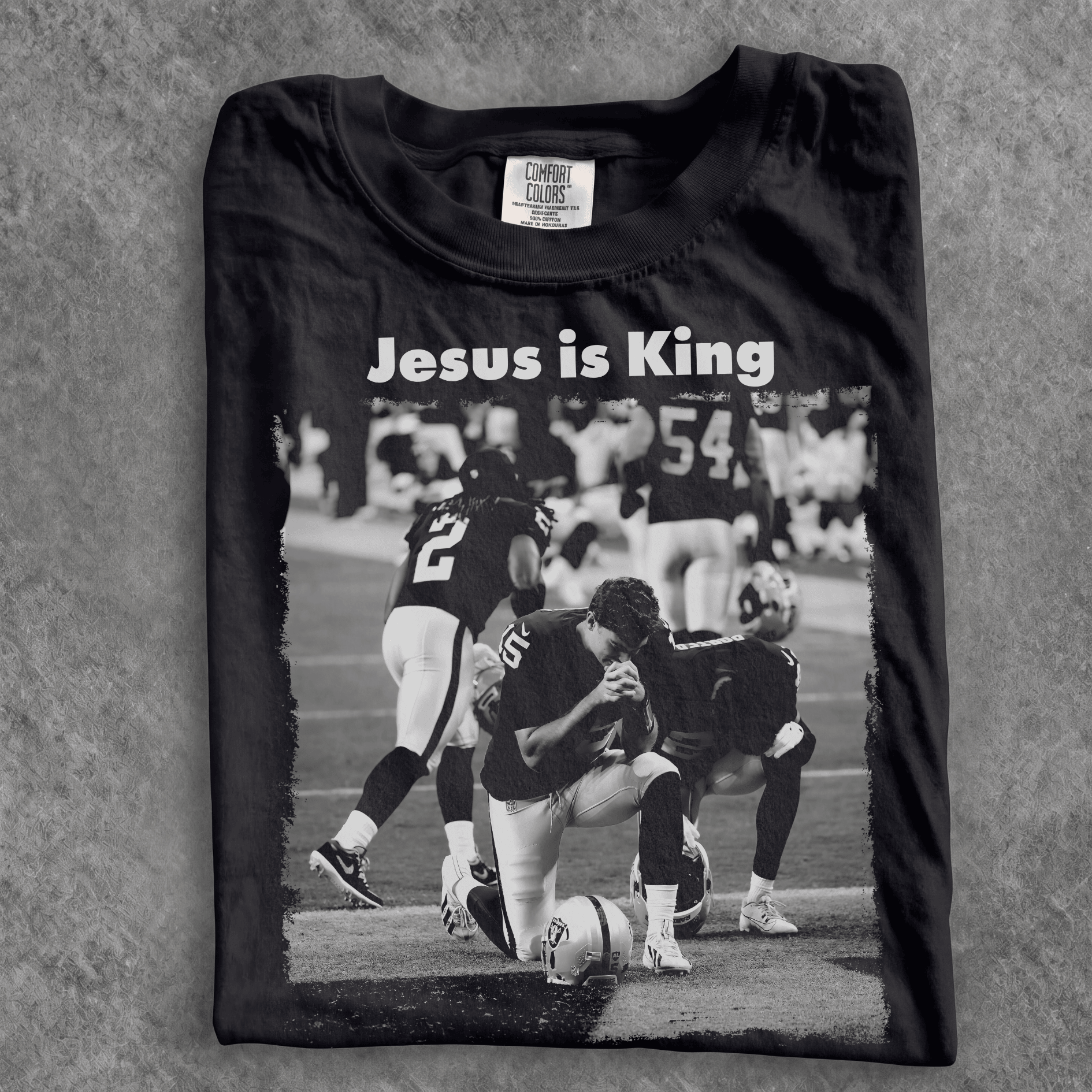 Jesus Is King Las Vegas Pray Football Shirt, Christian Faith Graphic Tee - Image 2