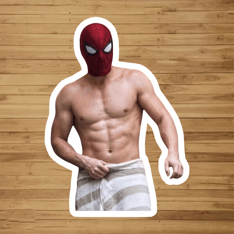 NS - Spidey Shirtless Funny Magnet/Stickers