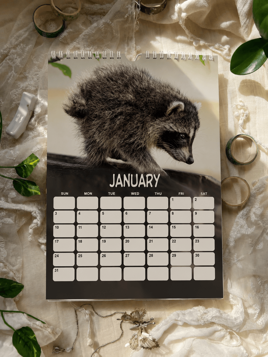 TT - Jimothy Raccoon 2026 - 2027 Hanger Vertical Calendar - Image 4