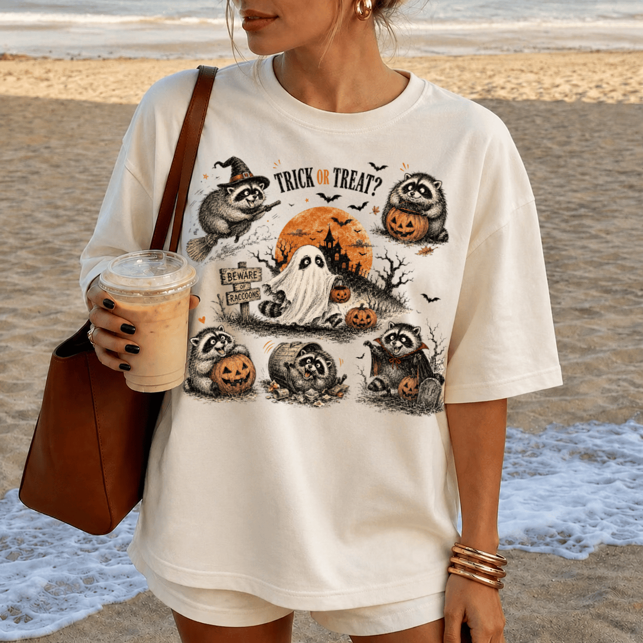 HN - Jimothy Raccoon Halloween Trick Or Treat , Short King Jimothy Tee - Image 5