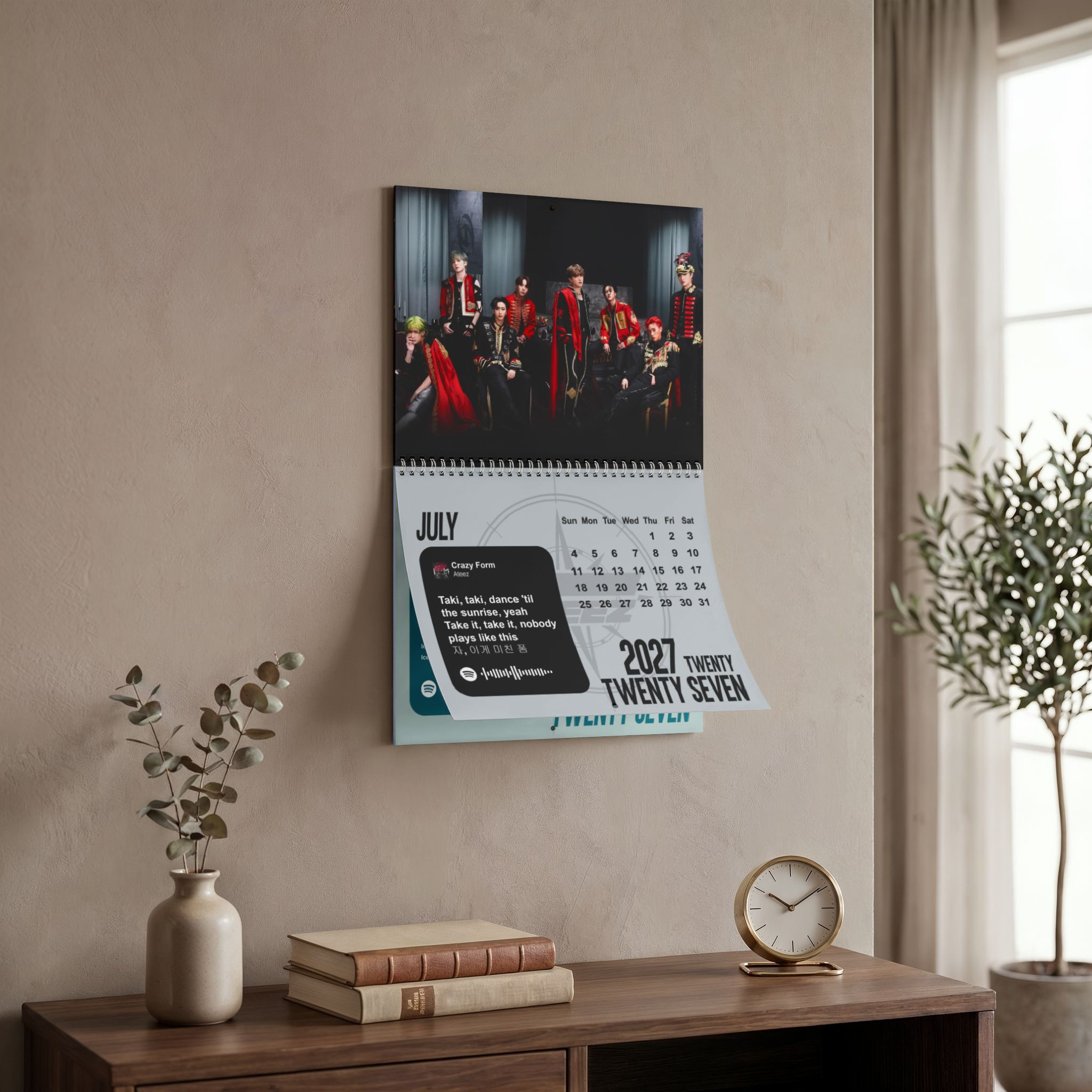 HN - Ateez Album Lyrics 2027 Wall Calendar - K-pop Poster Style, Monthly Planner for ATINY - Image 6