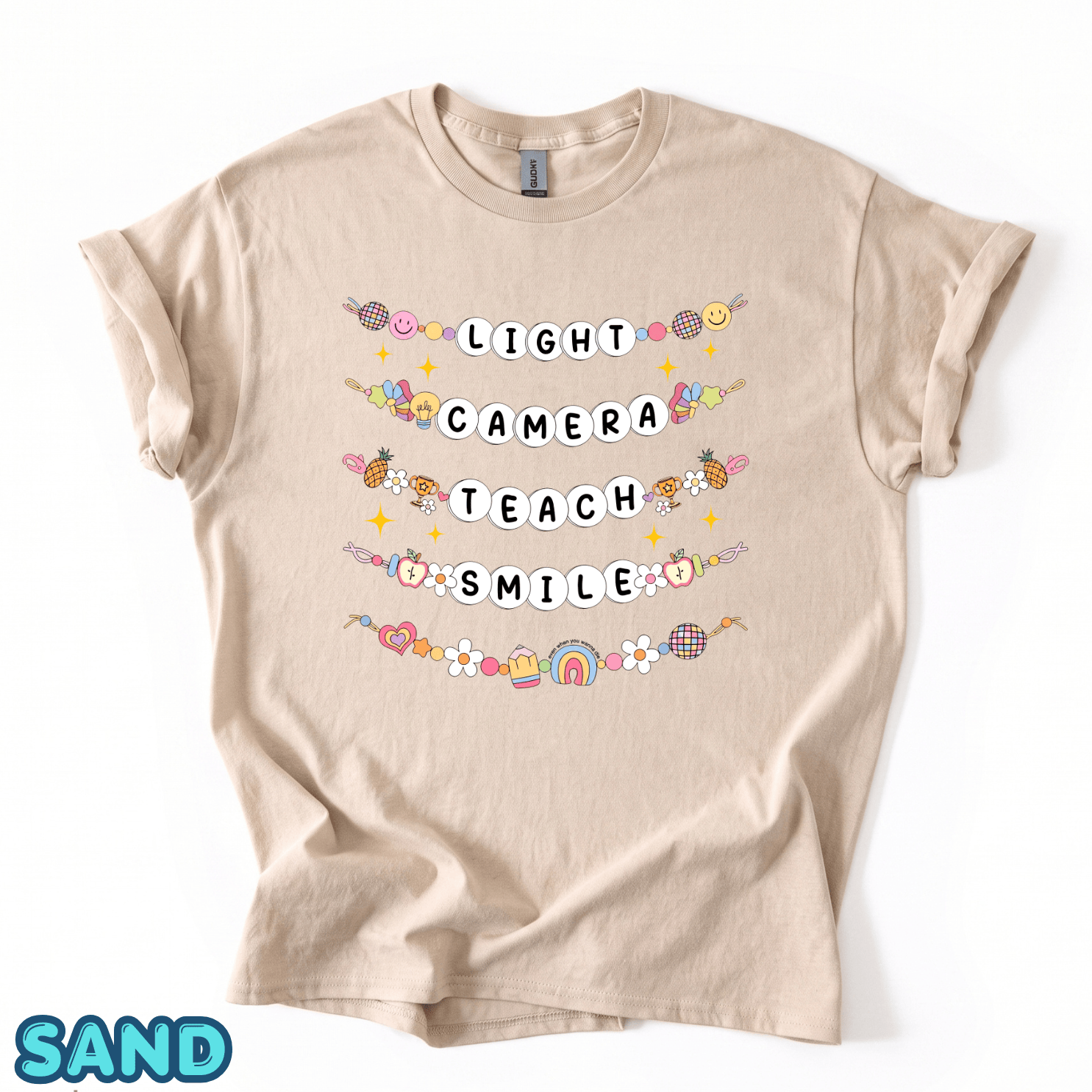 Lights Camera Teach Smile Teacher Shirts - Back To School Tee - Image 7
