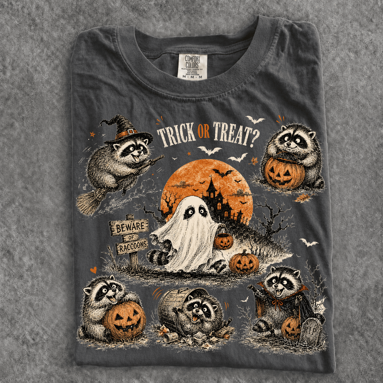 HN - Jimothy Raccoon Halloween Trick Or Treat , Short King Jimothy Tee - Image 2