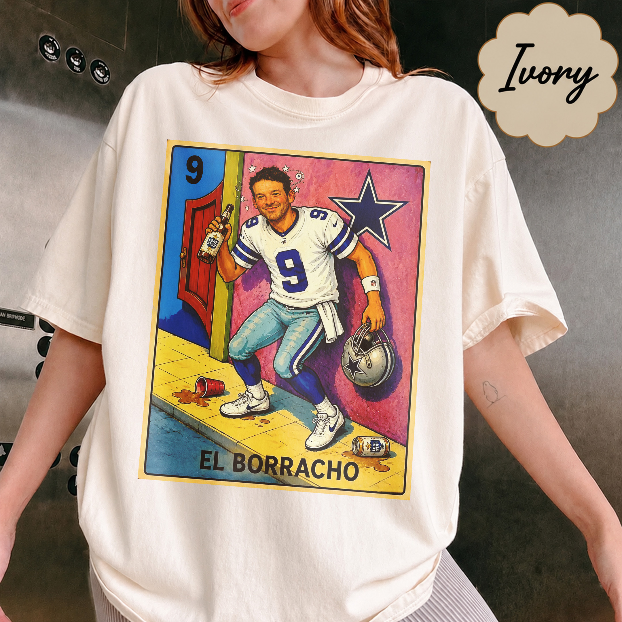 NA - Ver 2 Tony Romo 9 Dallas Cowboys El Borracho Shirts