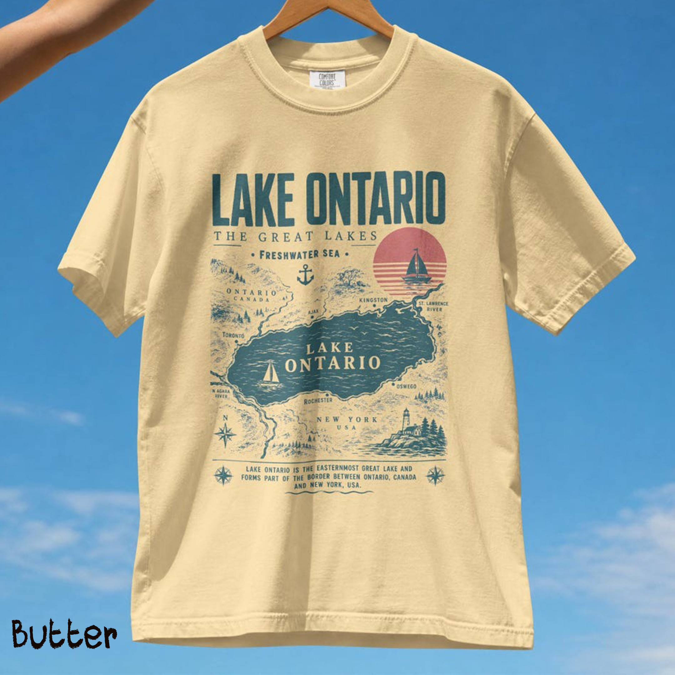 NA - V1 Vintage Lake Ontario The Great Lakes Shirt - Image 3