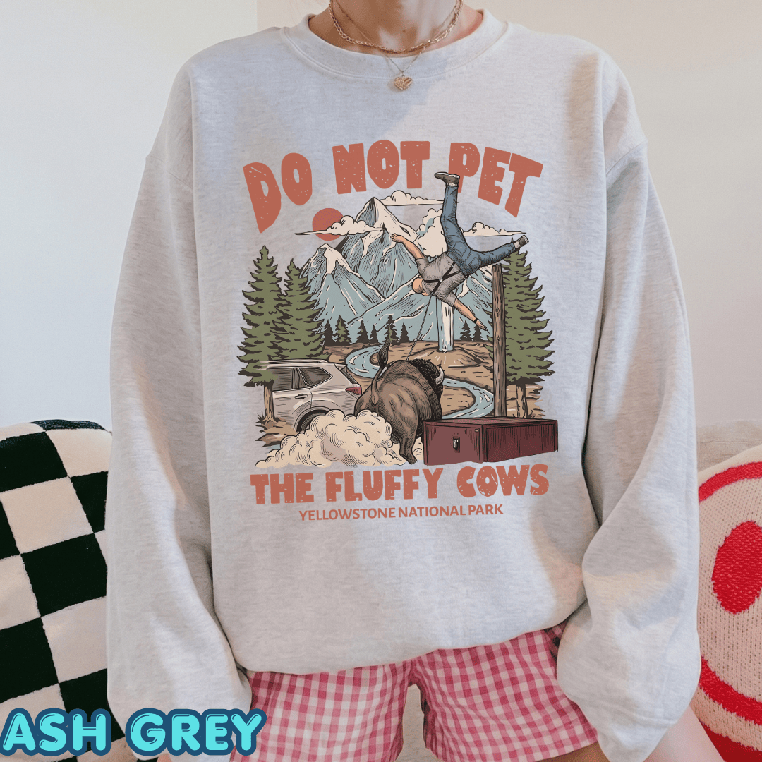 TL - Vintage Do Not Pet The Fluffy Cows Yellowstone National Park Shirts - Image 5