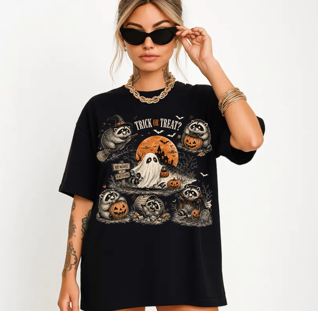 HN - Jimothy Raccoon Halloween Trick Or Treat , Short King Jimothy Tee - Image 4
