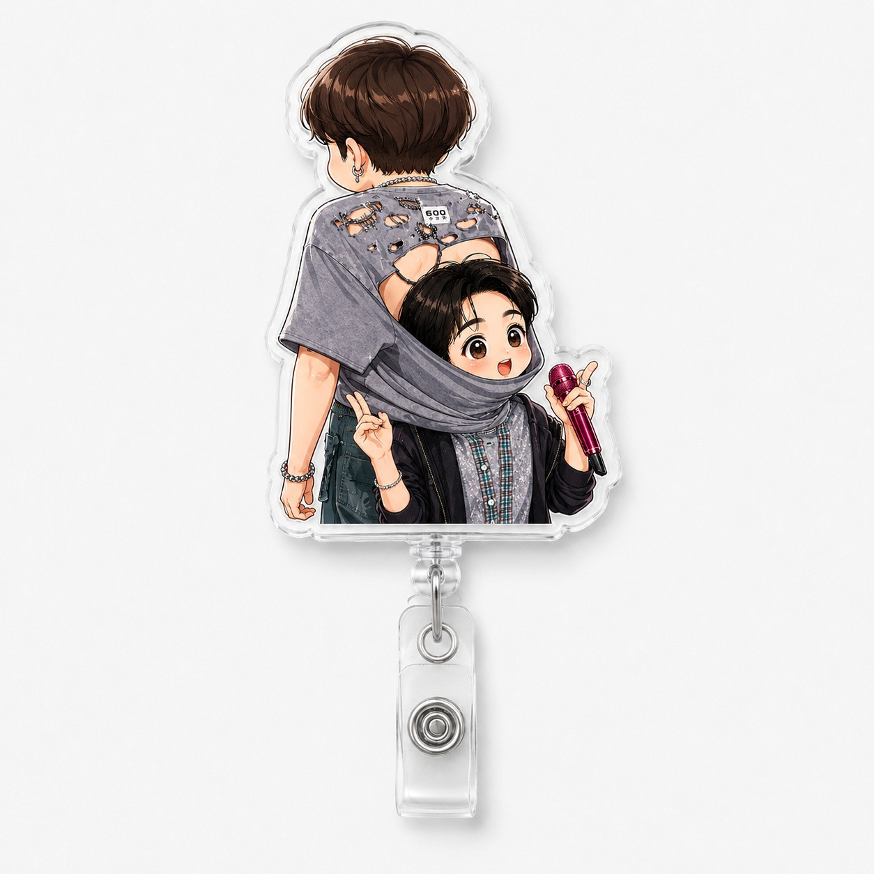 TT - Funny Jin BTS Badge Reel, K-pop Army Retractable ID Holder Badge Reel - Image 2