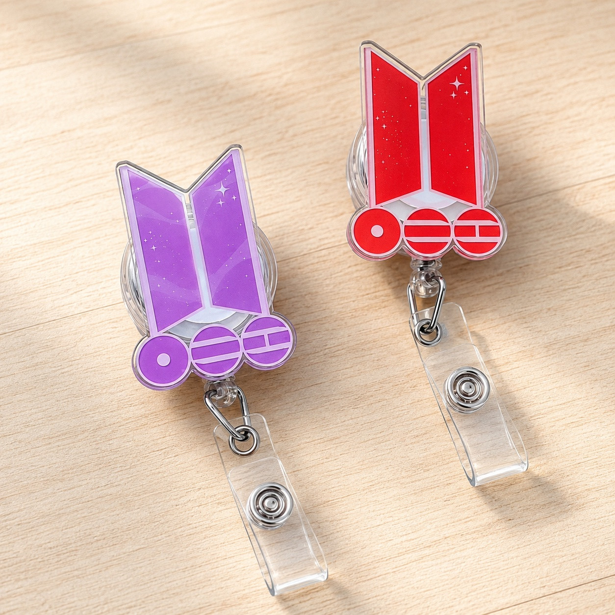 TT - BTS Badge Reel, K-pop Army Retractable ID Holder Badge Reel