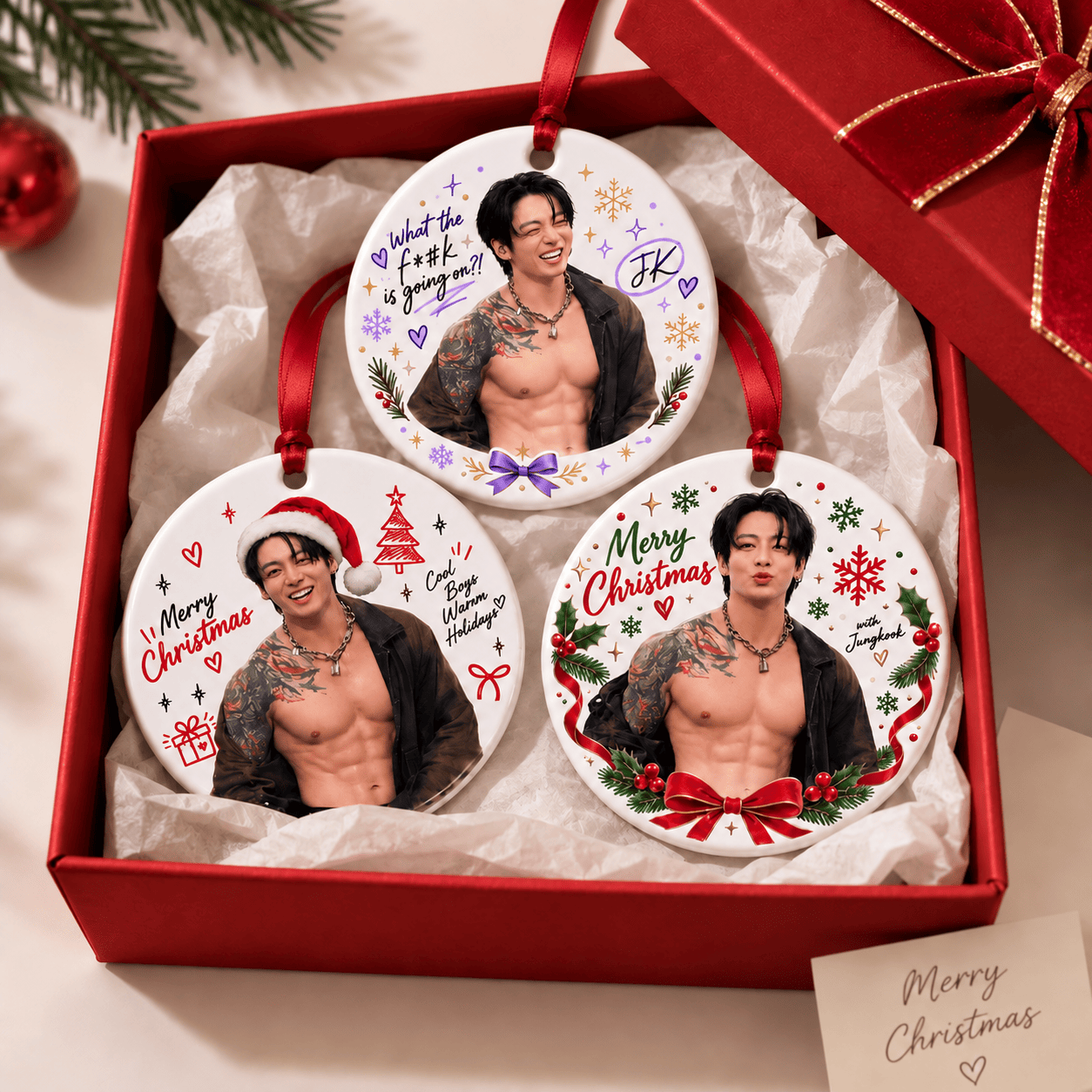 HN - Jungkook Body Christmas Circle Ceramic Ornament - Image 7