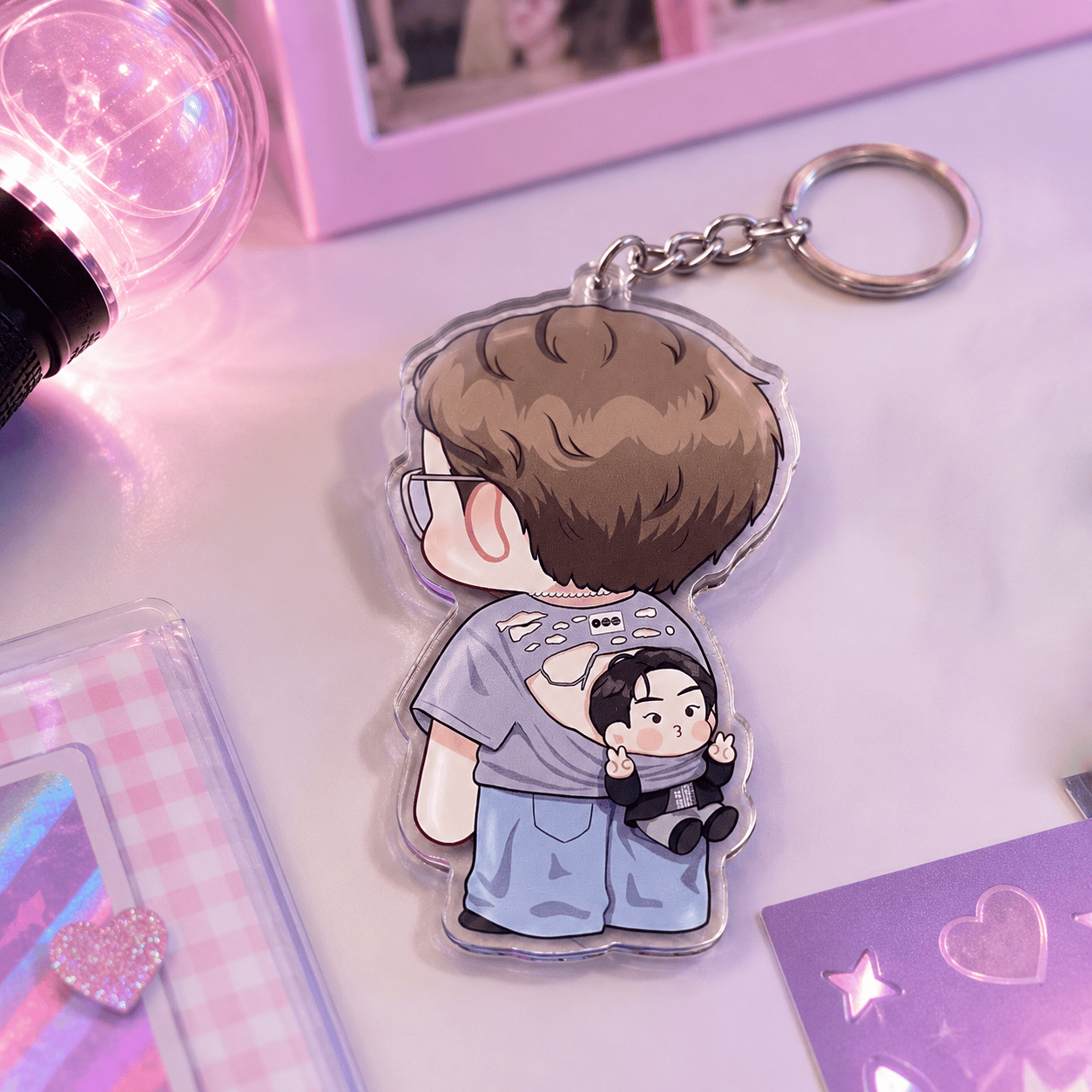 HN - Funny Jin Keychain, Layered Acrylic Keychain, K-pop Style Accessory - Image 2