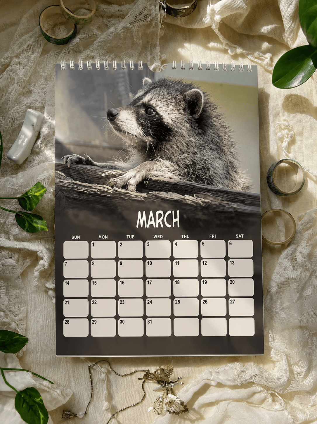 TT - Jimothy Raccoon 2026 - 2027 Hanger Vertical Calendar - Image 3