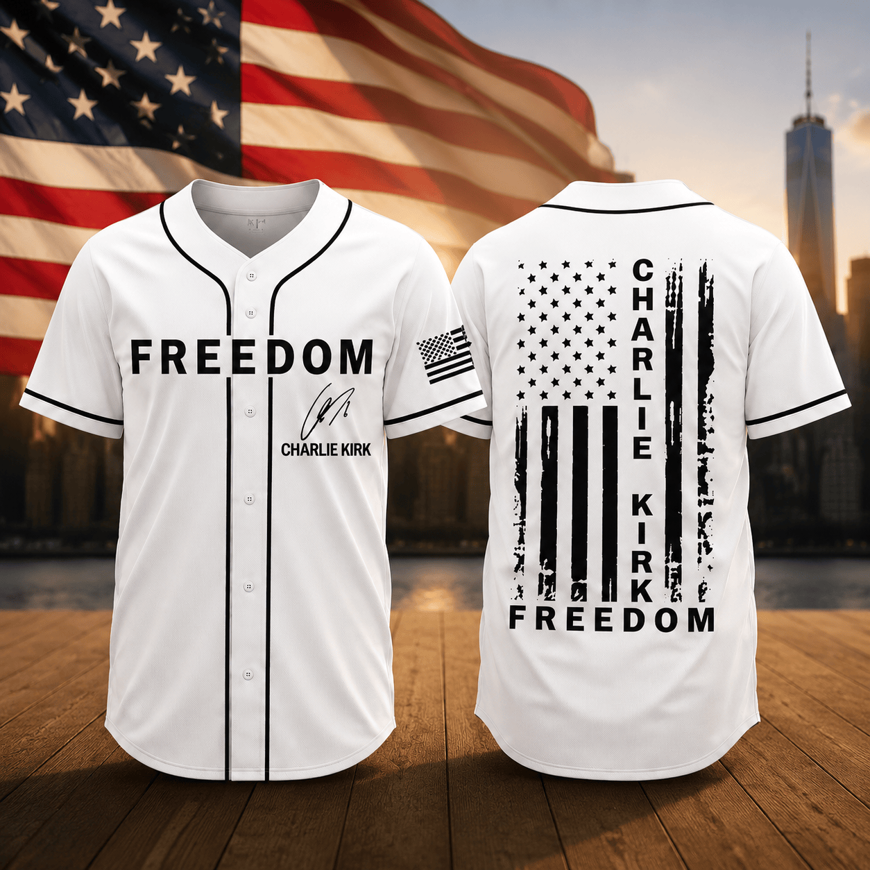 HN - 3D Freedom Charlie Kirk USA Baseball Jersey - Image 3