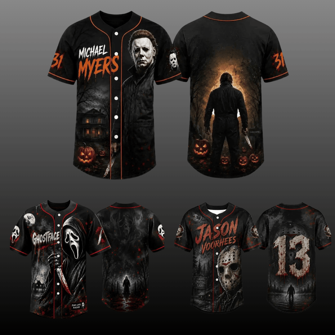 NN - Classic Horror Movie Characters Baseball Jersey