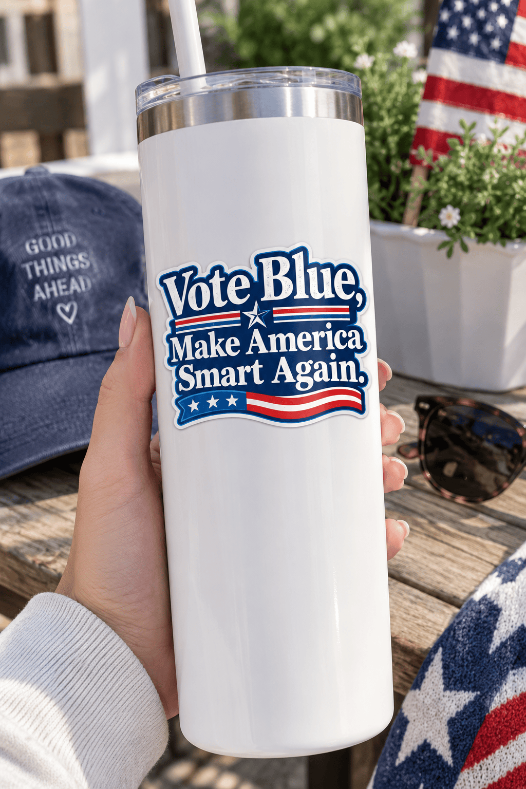 AT - Vote Blue Make America Smart Again Sticker, Blue Wave Election 2028 - Image 4