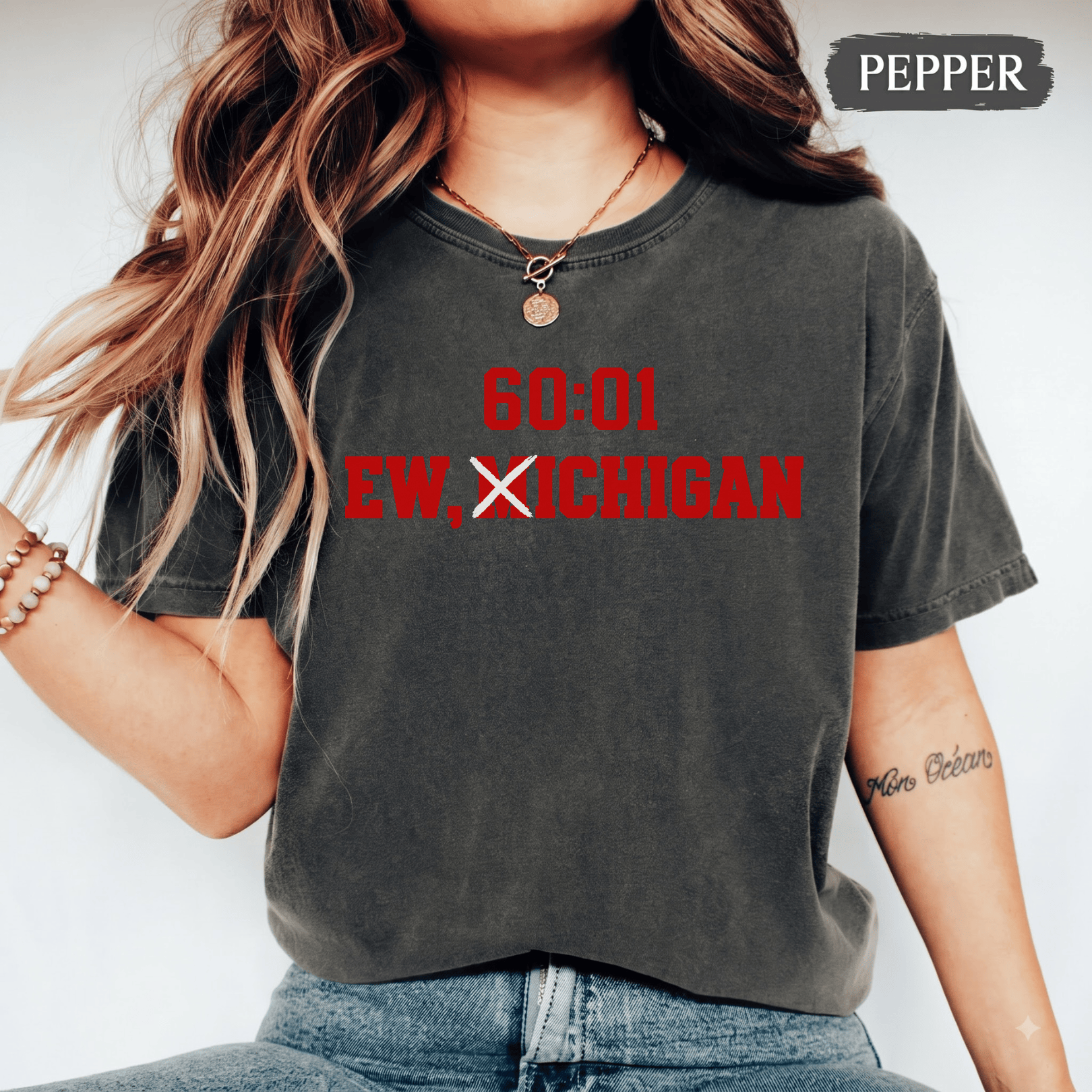 Ohio Football - Ew, Michigan 60:01 Shirt - Image 6