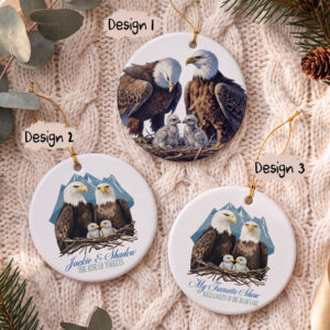 NA - Jackie and Shadow Bald Eagles of Big Bear Lake Circle Ceramic Ornament