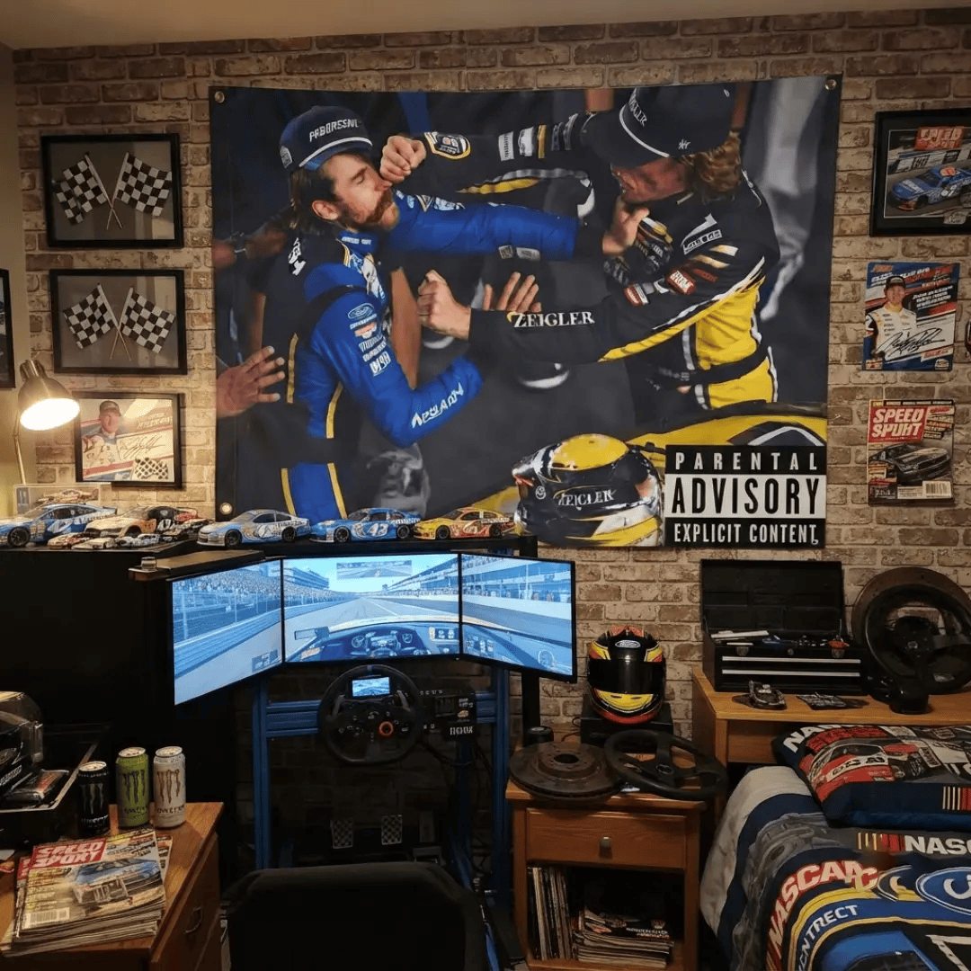 Team Blaney vs Hocevar Racing Flags, Team Racing Fan Gift Flag, Ersonalized Photo Wall Tapestry, Racing gift for fan - Image 3
