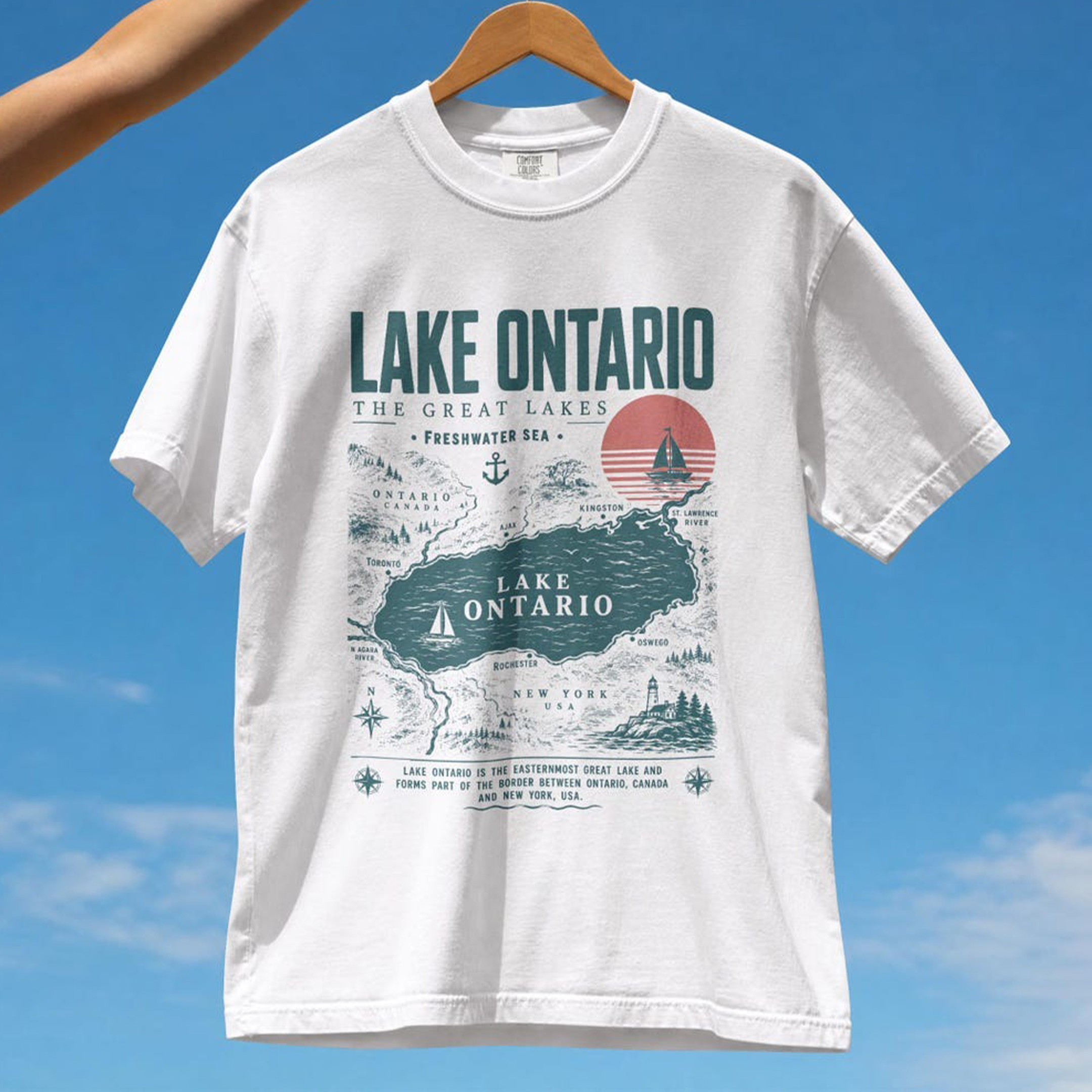 NA - V1 Vintage Lake Ontario The Great Lakes Shirt - Image 2