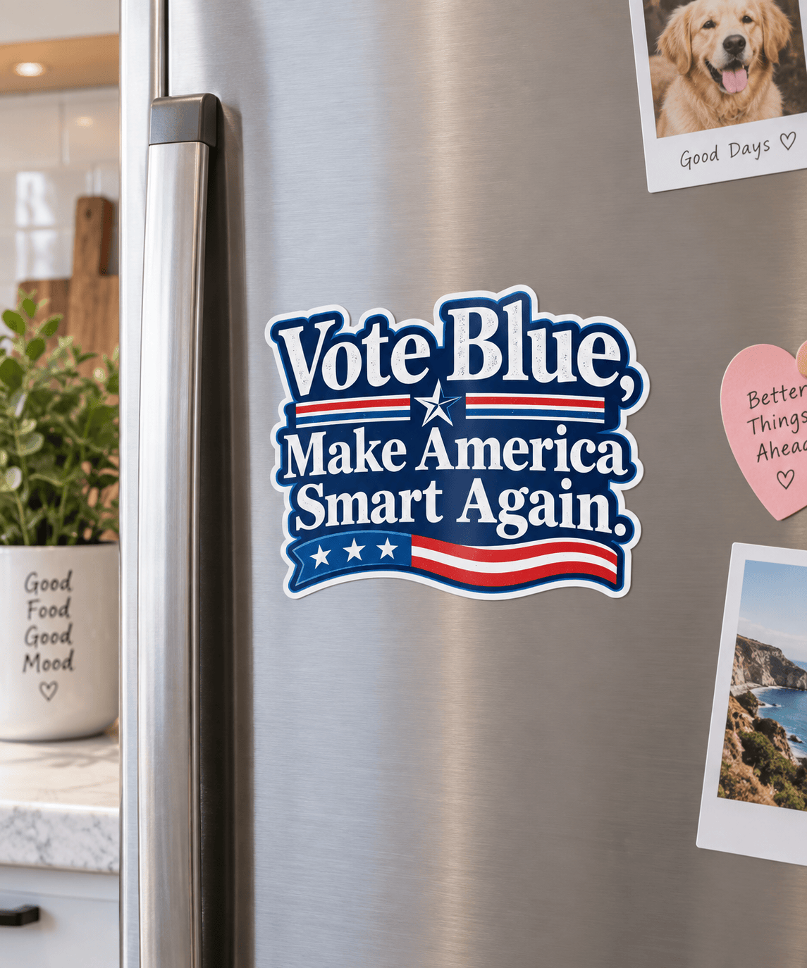 AT - Vote Blue Make America Smart Again Sticker, Blue Wave Election 2028 - Image 3