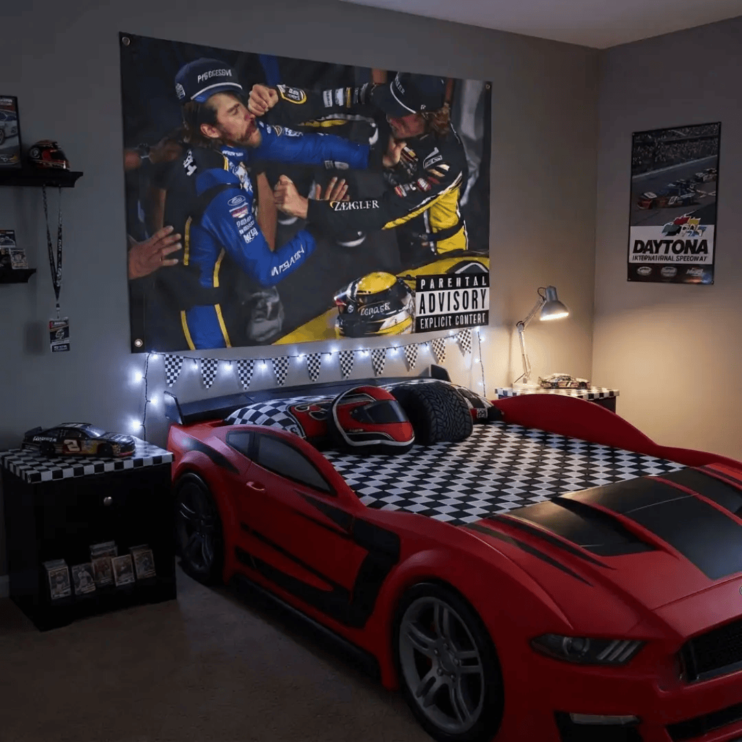 Team Blaney vs Hocevar Racing Flags, Team Racing Fan Gift Flag, Ersonalized Photo Wall Tapestry, Racing gift for fan - Image 2