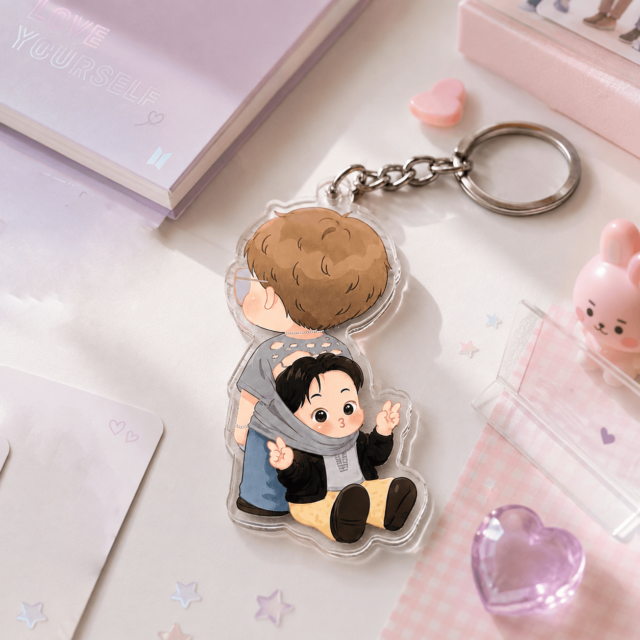 HN - Funny Jin Inside RM Keychain, Kpop Layered Acrylic Keychain - Image 3