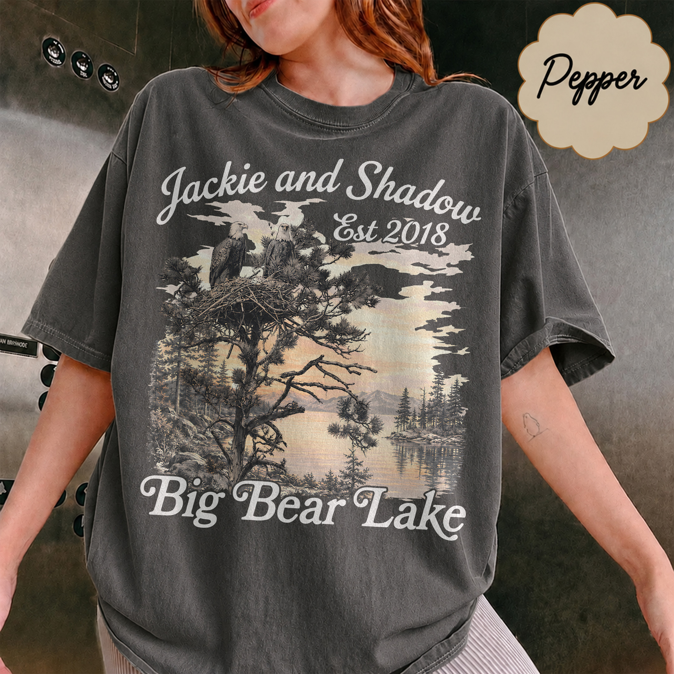 NA - Jackie and Shadow Bald Eagle est 2018 Big Bear Lake Shirt - Image 4