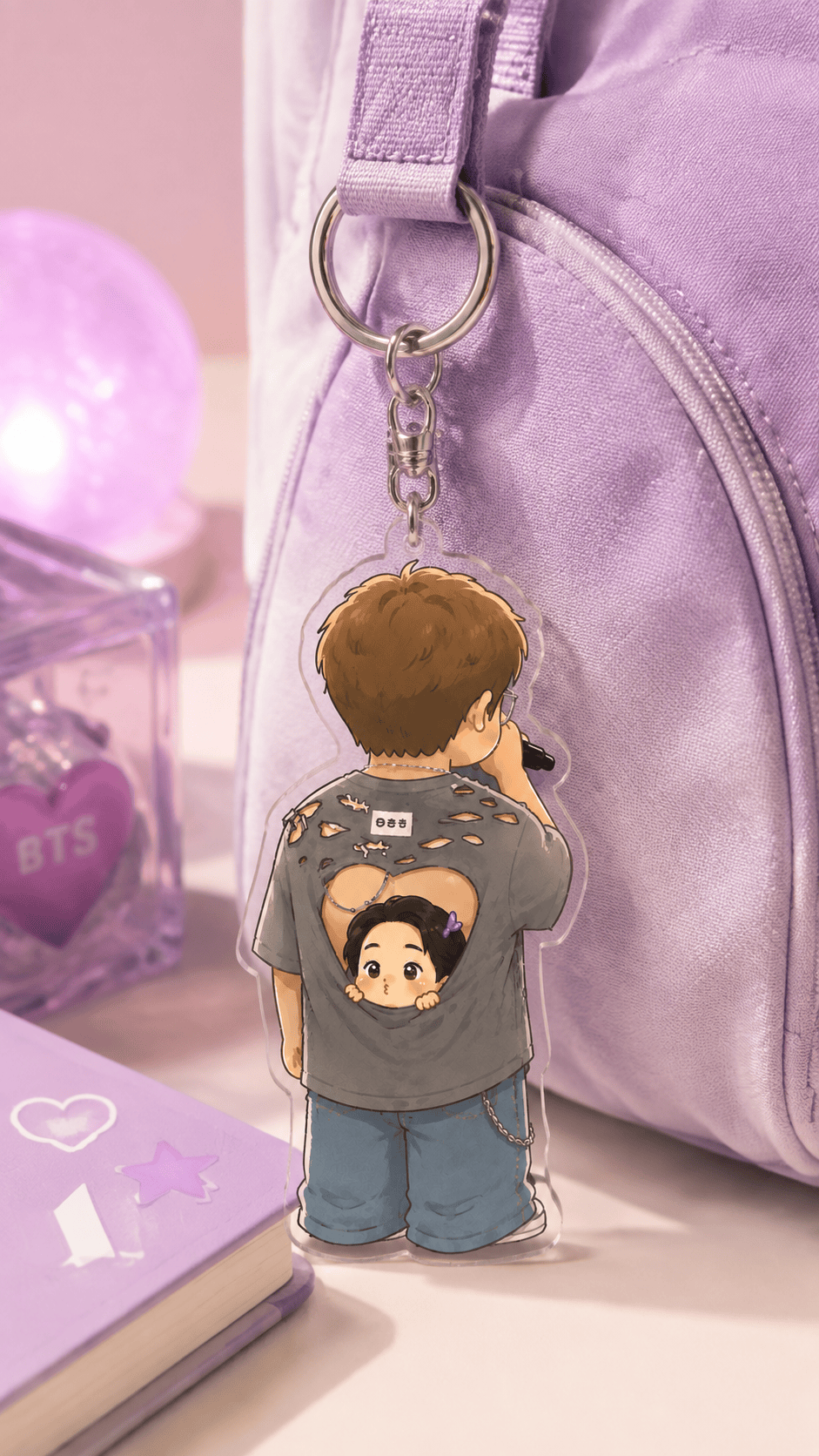 HN - Funny Jin Inside RM Keychain, Kpop Layered Acrylic Keychain - Image 5