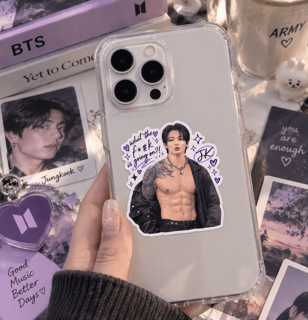 AT -Ver 2 Jk “What the F#K Is Going On?!” Sticker, Jungkook Funny Moment - Image 4