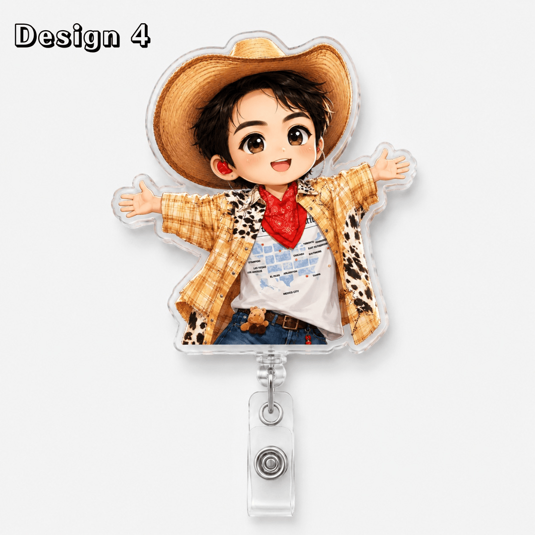 TT - COWBOY JIN HANDKISS Badge Reel, K-pop Army Retractable ID Holder Badge Reel - Image 6