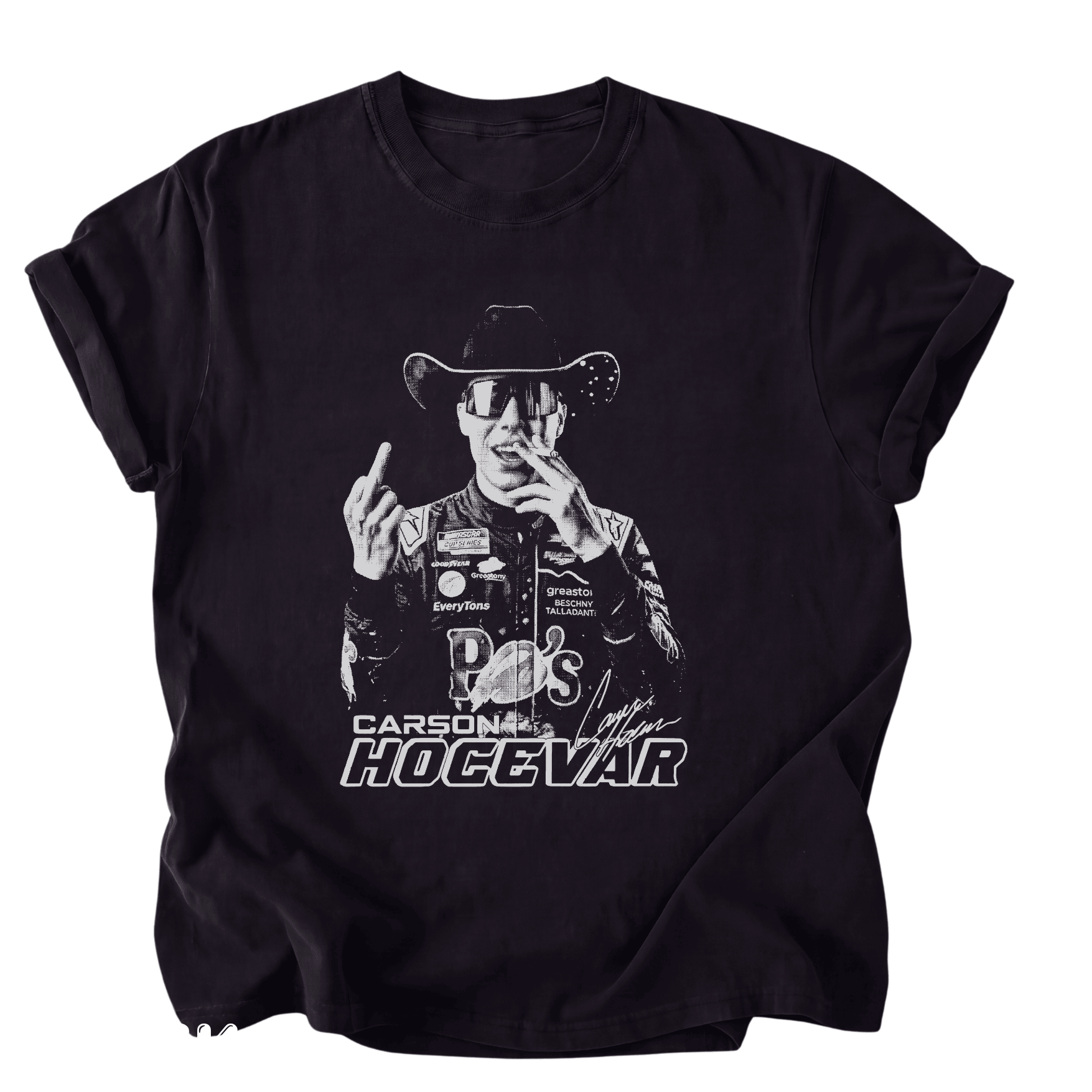 Funny Carson Hocevar Cowboy Graphic Tee - Image 10