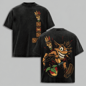 Ego - Men's Vintage 90s Crash Bandicoot Oversized Heavyweight Cotton Short-Sleeve Tee