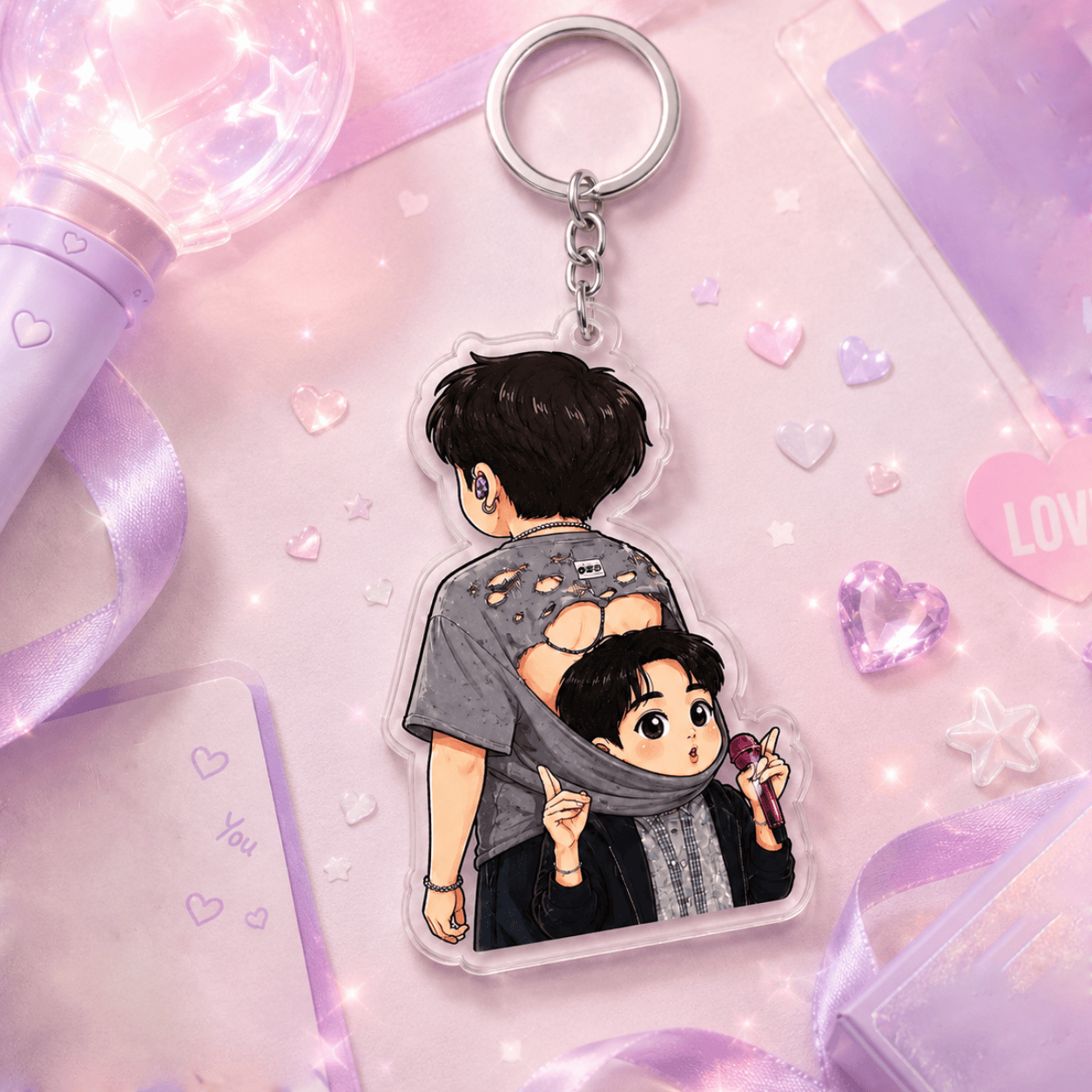 HN - Funny Jin Keychain, Layered Acrylic Keychain, K-pop Style Accessory - Image 3