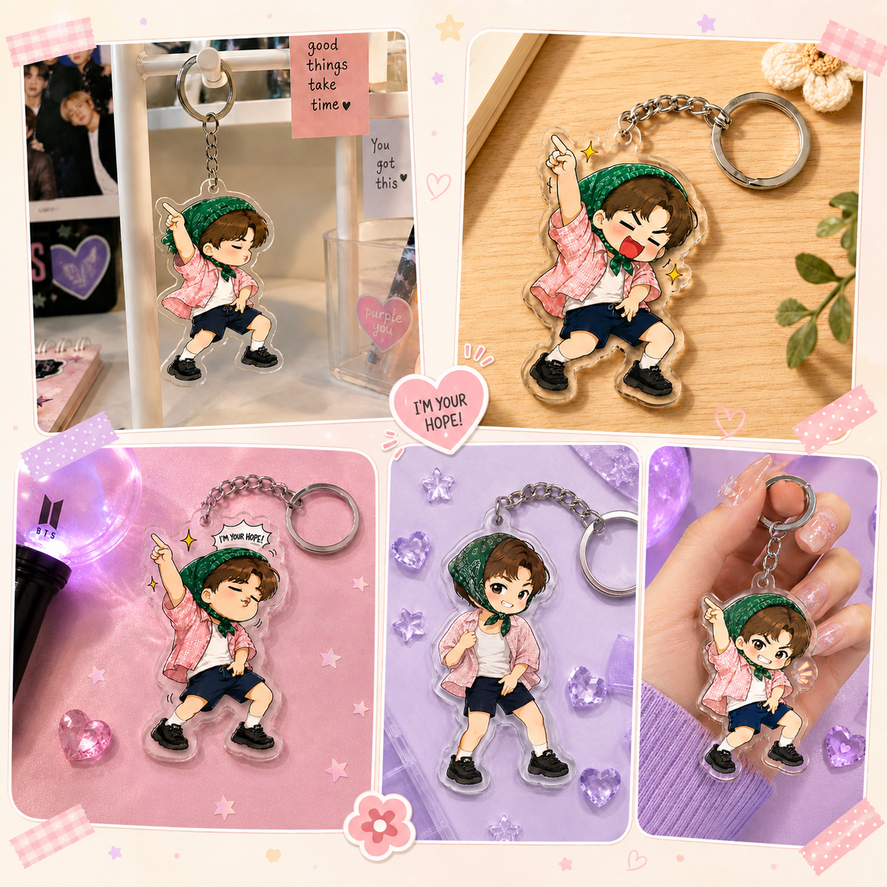 HN - Funny J-Hope Dance Keychain, Layered Acrylic Keychain