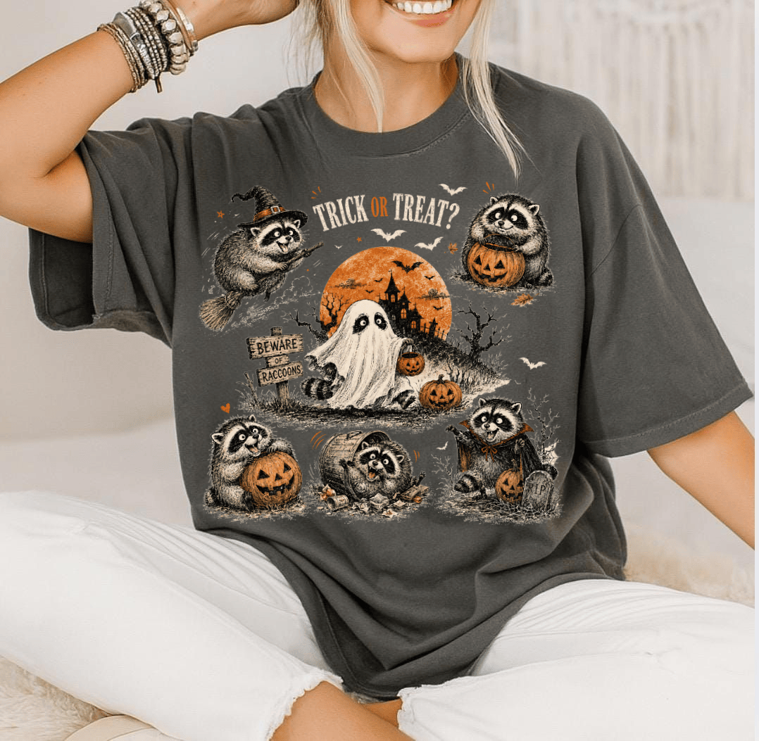HN - Jimothy Raccoon Halloween Trick Or Treat , Short King Jimothy Tee - Image 3