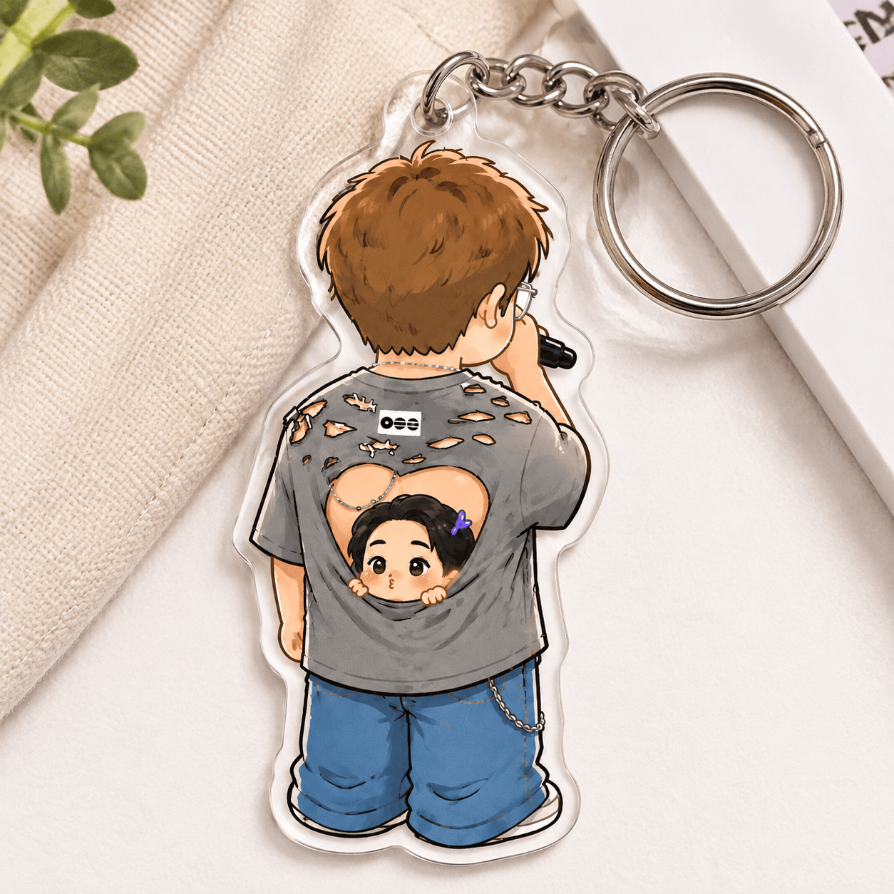 HN - Funny Jin Inside RM Keychain, Kpop Layered Acrylic Keychain - Image 2