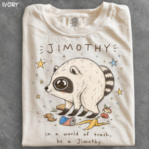 NA - Cute Jimothy Raccoon in a World of Trash Shirt, Short King Jimothy Tee