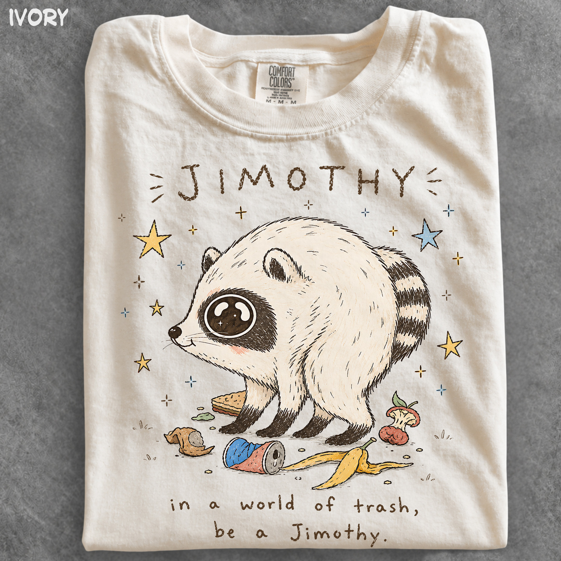 NA - Cute Jimothy Raccoon in a World of Trash Shirt, Short King Jimothy Tee