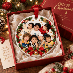 HN - BTS Couple Christmas Circle Ceramic Ornament