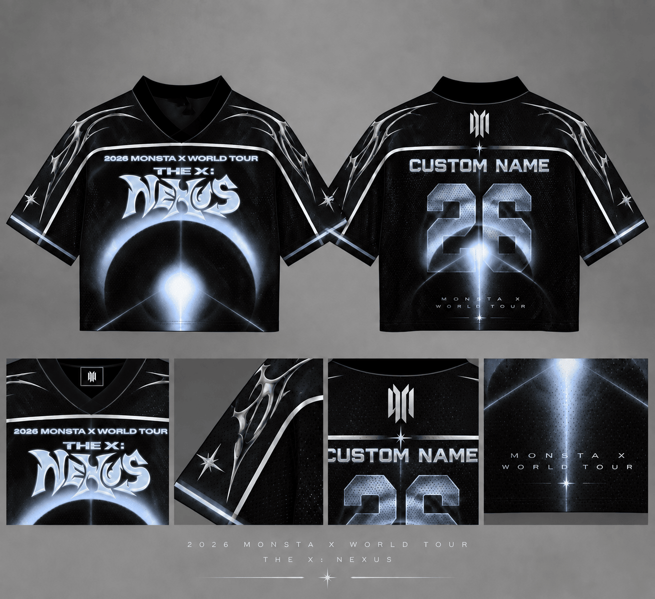 HN - 3D Monsta X The X : Nexus Monbebe World Tour Kpop Football Croptop Jersey