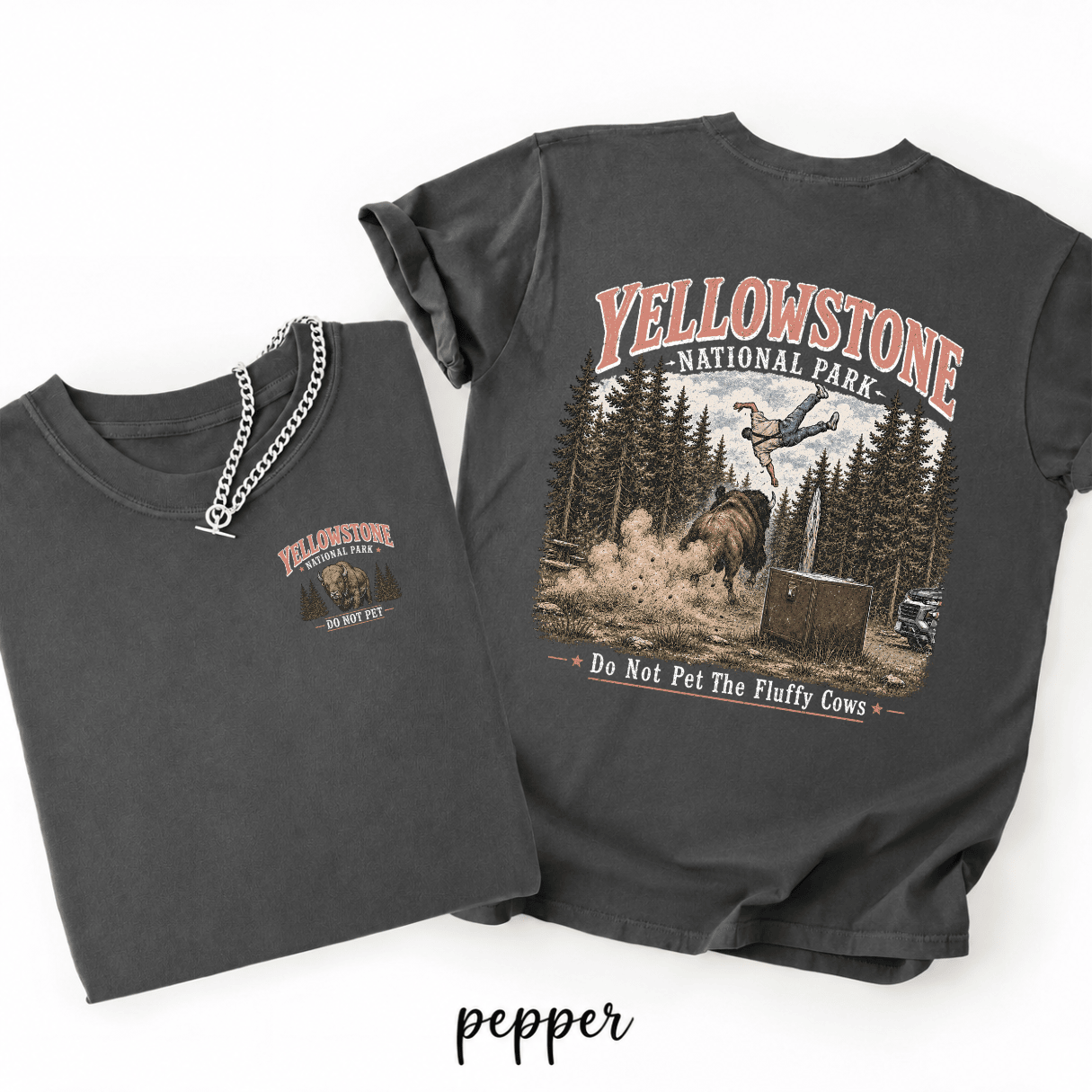 2 Sided Do Not Pet The Fluffy Cows Yellowstone National Park Shirts - Image 7