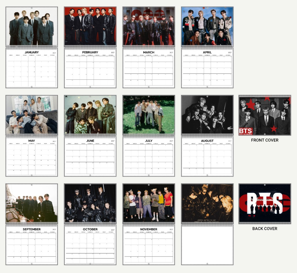 TA - BTS 2027 Wall Calendar , Bangtan OT7 Calendar - Image 2