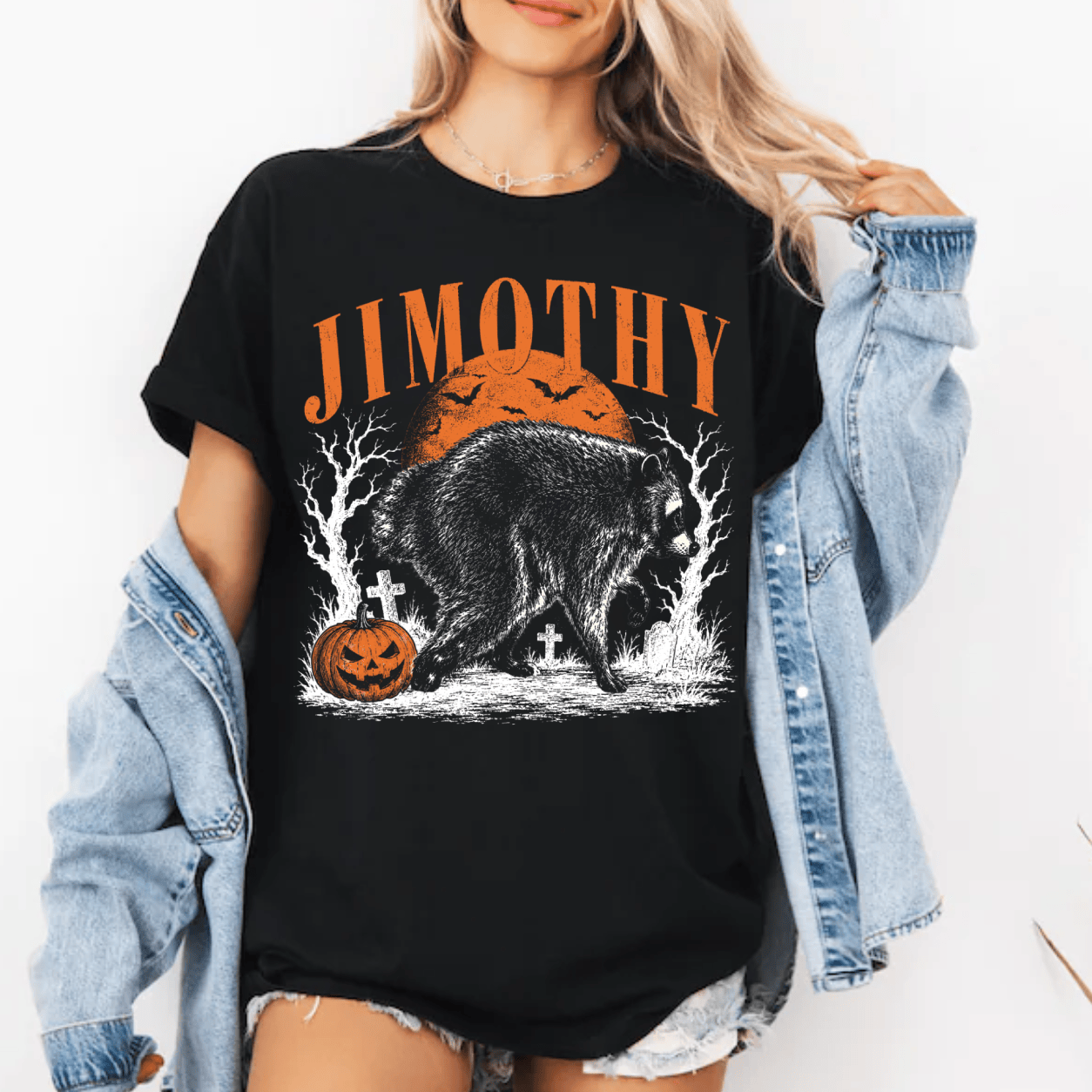 HN - Cute Jimothy Raccoon Halloween , Short King Jimothy Tee - Image 3