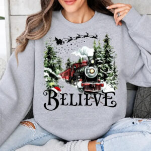 TT - Believe The Polar Express Sweatshirt, Vintage Christmas Movie Polar Express Believe Shirt