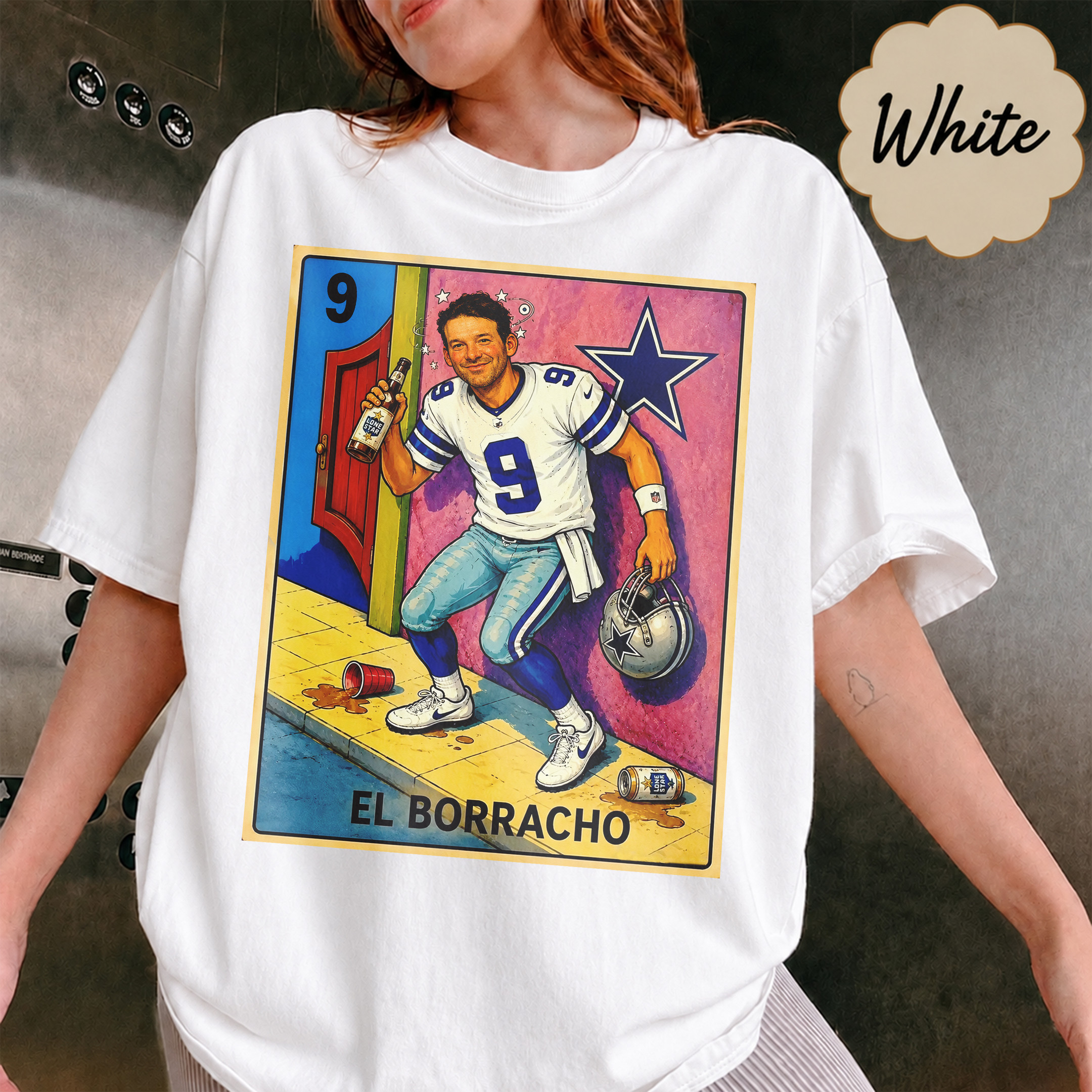 NA - Ver 2 Tony Romo 9 Dallas Cowboys El Borracho Shirts - Image 2